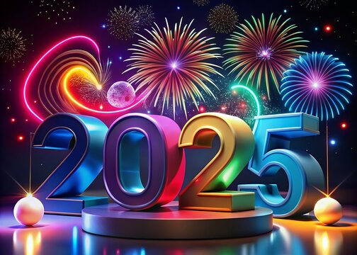 Happy New Year 2025 3D, Christmas New Year , Christmas
