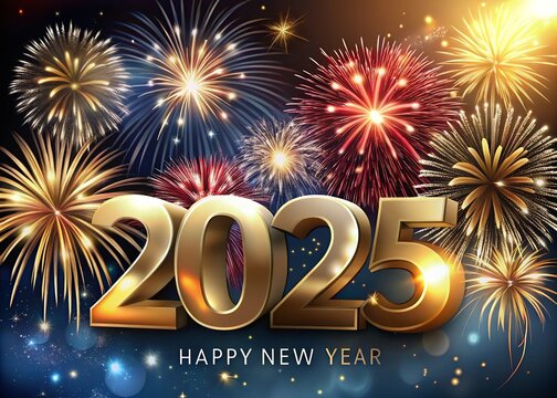 2025 with firework for Happy New Year 2025, Christmas New Year , Christmas