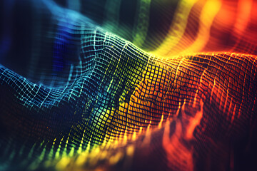 Poster - Dynamic waves of color abstract art digital visualization creative space close-up artistic expression for visual impact