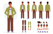 © Irina Strelnikova - Casual boy character constructor for animation. Front, side and back view set. Body parts, postures, poses collection. Vector illustration.