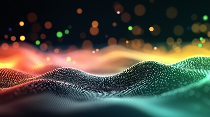 Poster - Abstract waves with colorful lights and a dreamy atmosphere.