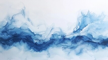 Poster - A serene composition of blue watercolor showcases delicate layers and flowing shapes. The harmonious blend of shades creates an inviting atmosphere, perfect for artistic inspiration