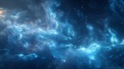 Poster - A glowing light blue abstract background with a neutral abstract lightning.