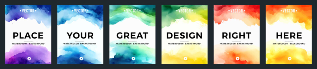 Wall Mural - brochure template layout, flyer cover design with watercolor background
