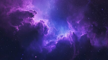Wall Mural - Nebula galaxy background with purple-blue outer space. Cosmos clouds and beautiful universe night stars. Generative AI.