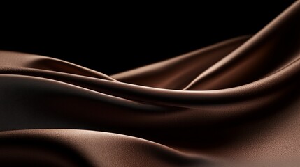 Poster - Smooth brown fabric drapes elegantly to create a sophisticated and luxurious visual effect in a minimalist setting