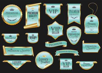 Wall Mural - vip and premium emblem silver and gold isolated on gray background