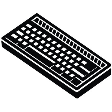 Computer keyboard silhouette vector, Isolated on white background.