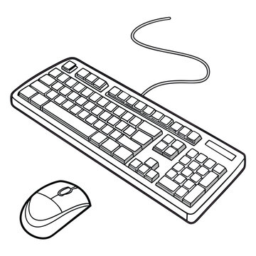 Computer keyboard hand drawn vector, Isolated on white background.