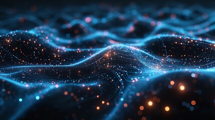 Poster - Modern digital abstract 3D background. Can be used in the description of network abilities, technological processes, digital storages, science, education, etc.