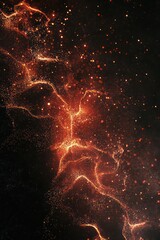 Wall Mural - Reiteration of fire embers particles over a black background, creating an abstract light effect.