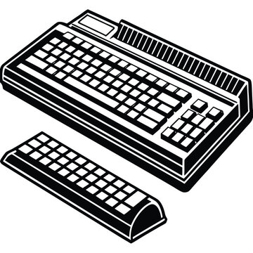 Computer keyboard silhouette vector, Isolated on white background.