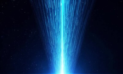 Poster - Exploring the wonders of a vibrant blue beam cutting through a starry night sky in a cosmic journey through light and space. Generative AI