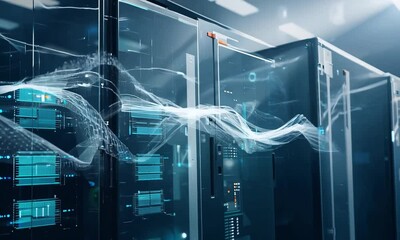 Poster - exploring advanced data centers: the heartbeat of modern technology and innovation in a bustling urb