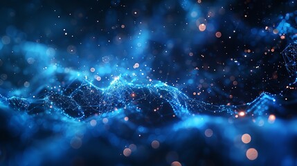 Poster - Modern digital abstract 3D background. Can be used in the description of network abilities, technological processes, digital storages, science, education, etc.