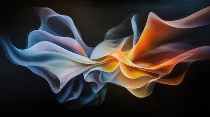 Poster - Dynamic data streams, glowing lines forming flowing patterns on a dark canvas