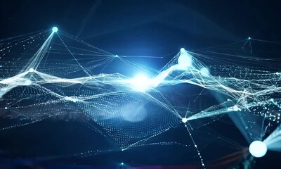 Fototapete - Exploring the intricate world of data visualization and network connections in a futuristic digital landscape. Generative AI
