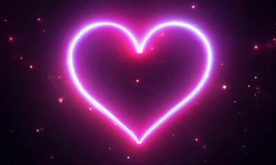 Poster - Bright neon heart glowing in a dark space, creating a captivating atmosphere for love and celebration. Generative AI