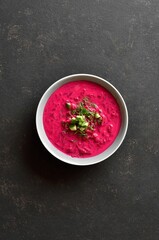 Sticker - Beet cream soup with yogurt, cucumbers and dill