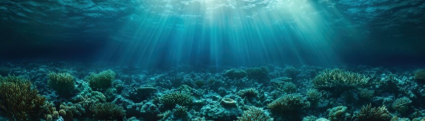 Poster - Underwater depths, serene and smooth gradients of blue and green