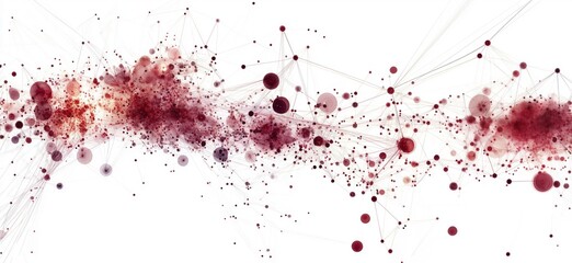 Poster - abstract digital art with red and maroon dots and lines, depicting a network of connections and ener
