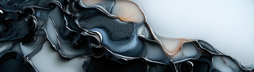 Aufkleber - Abstract ink washes, bold blacks and whites blending seamlessly across the frame