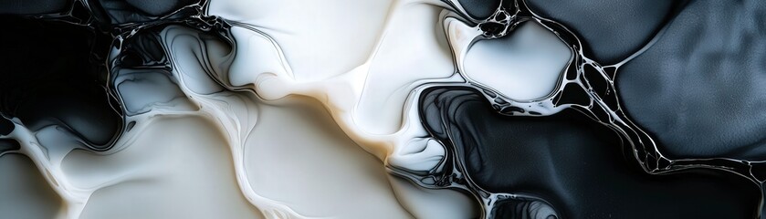 Poster - Abstract ink washes, bold blacks and whites blending seamlessly across the frame