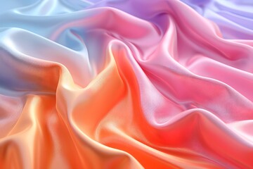 Poster - Vibrant Waves of Colorful Silk Fabric in Soft Drapes