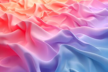 Poster - Vibrant Waves of Colorful Fabric in Soft Pastel Hues