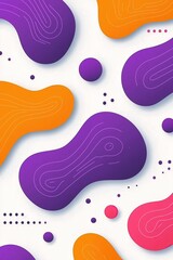 Fototapete - Colorful abstract shapes in vibrant purple, orange, and pink on white background vertical format