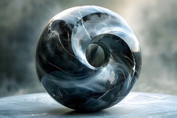 Poster - Elegant Swirling Marble Sphere with a Unique Design