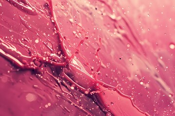 Poster - Captivating Splash of Pink Liquid with Dynamic Droplets