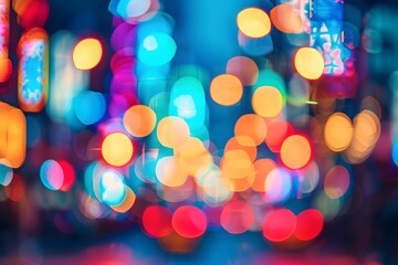 Poster - Vibrant Bokeh Lights Creating a Dreamy Night Scene