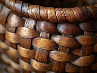 Rustic artisan woven basket pattern with rich texture and earthy tones for cozy home style and decor inspiration