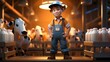 © Global Stock - A photo of a 3D character managing a dairy farm opera