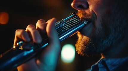 Poster - Picture the melody of a harmonica adding a touch of blues to a performance, its small size allowing for portability and ease of play