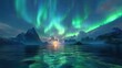 © paryati - Illustration of a serene mountain lake in a peaceful valley with lush greenery. Ai generated image