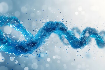 Poster - Stunning Visualization of a DNA Helix in Blue with Sparkling Effects