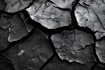 Sticker - Intricate Patterns of Cracked Black Surface