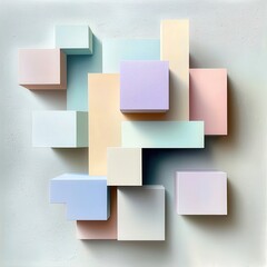 Aufkleber - Textured pastel cubes, stacked geometric shapes in soft colors