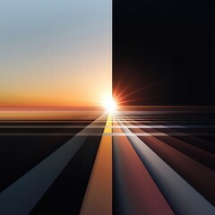 Poster - Blurry sunburst overlays, warm tones fading into gradients