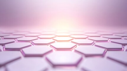 Poster - Abstract hexagonal geometric pattern with soft pastel gradient background in subtle light reflections and shadows