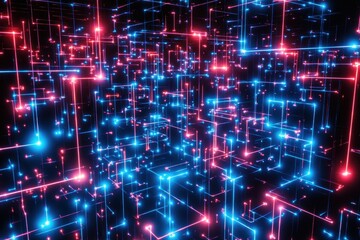 Wall Mural - A computer generated image of a colorful, glowing, and abstract pattern of lines. Generative AI