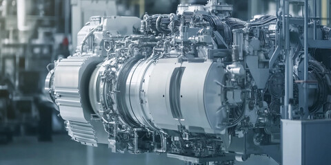 Poster - Advanced turbine engine displayed in manufacturing facility