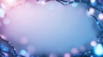 Poster - Gentle Glow of Twinkling String Lights Framing a Soft Focus Background in Pastel Colors