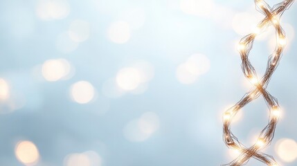 Poster - Twinkling Light Strings Against a Soft Blue Background Creating a Dreamy Atmosphere for Festive Decor and Celebrations