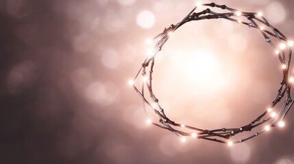 Poster - Delicate Circular Frame of Twinkling Lights on a Soft Bokeh Background for Elegant Holiday and Celebratory Themes