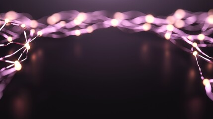 Poster - Soft Glowing String Lights on Dark Background Creating a Magical and Dreamy Atmospheric Effect