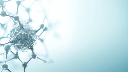Poster - Abstract Molecular Structure with Digital Network Background and Soft Blue Gradient for Scientific Illustrations