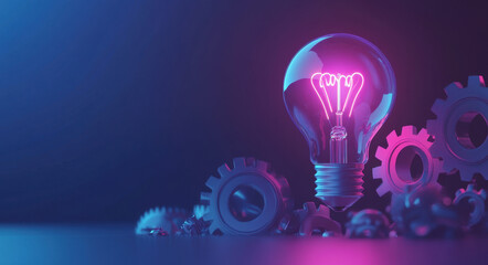 Aufkleber - The light bulb is surrounded by gears and digital icons representing innovations in marketing. 